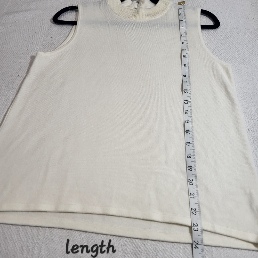 Designers Originals Luxelon Ivory Shine Open Cardigan Sleeveless Tank Set medium - Picture 10 of 12